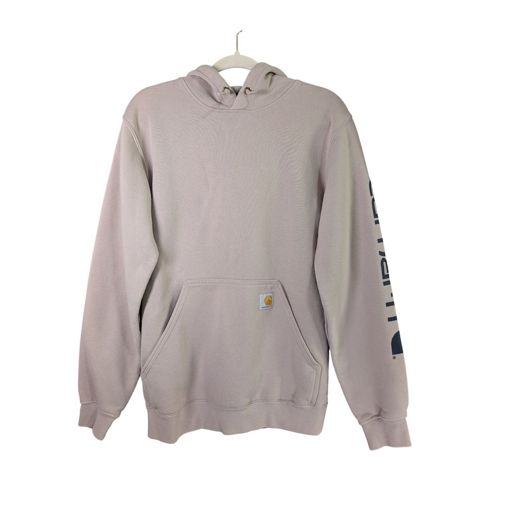 Carhartt Hoodie Mens S Tan Loose Fit Graphic Sleeve